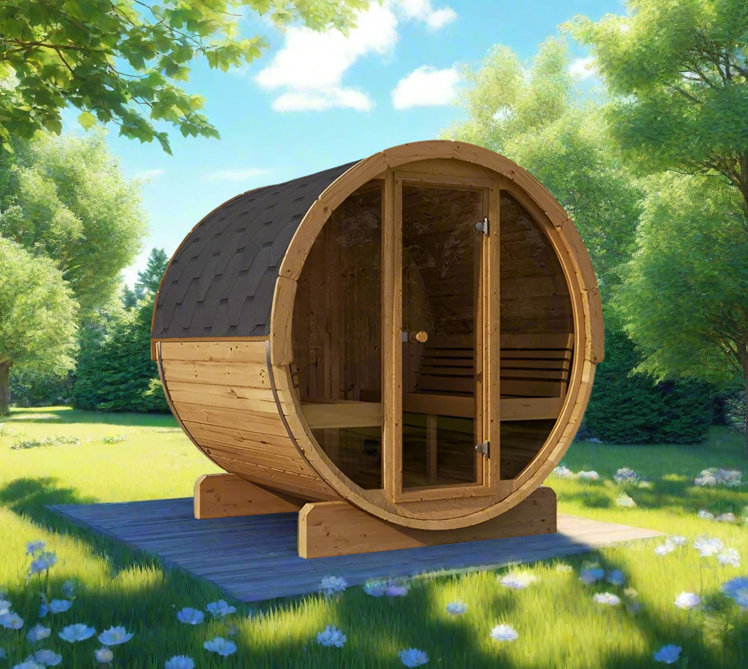 SaunaLife Model E7G Sauna Barrel Glass Front - SL-MODELE7G