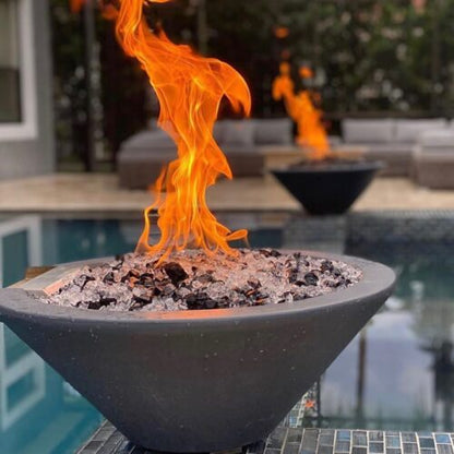 The Outdoor Plus 24-Inch Natural Gas Fueled, GFRC Concrete, Match Lit Cazo Fire Bowl - OPT-24RFO-CST-NG