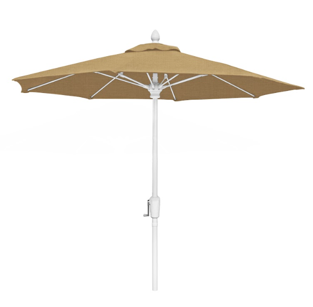 FiberBuilt Market Umbrella with Crank Lift, 7.5 Foot Black Marine Grade Canopy and White Pole - 7MCRW-8601