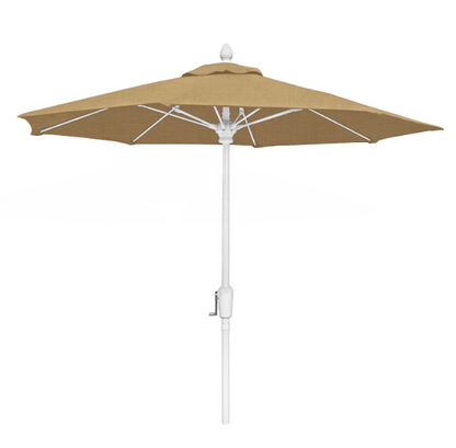FiberBuilt Market Umbrella with Crank Lift, 7.5 Foot Black Marine Grade Canopy and White Pole - 7MCRW-8601