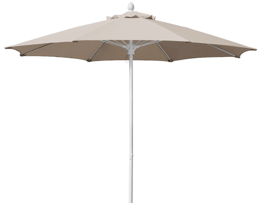 FiberBuilt Patio Umbrella with Push Up & Pin Lift, 7.5 Foot Navy Blue Canopy and White Pole - 7HPUW-Navy Blue