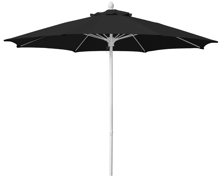 FiberBuilt Patio Umbrella with Push Up & Pin Lift, 7.5 Foot Navy Blue Canopy and White Pole - 7HPUW-Navy Blue