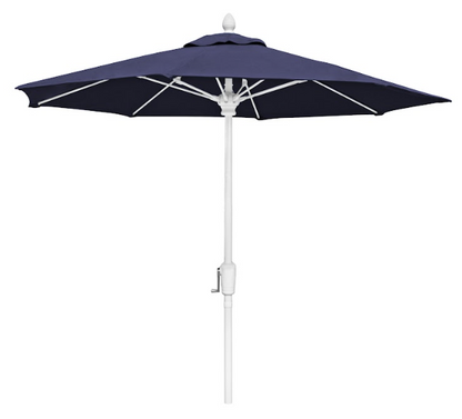 FiberBuilt Market Umbrella with Crank Lift, 7.5 Foot Black Marine Grade Canopy and White Pole - 7MCRW-8601
