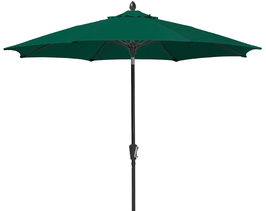 FiberBuilt Patio Umbrella with Crank Lift, 7.5 Foot Forest Green Canopy and Black Pole - 7HCRK-Forest Green