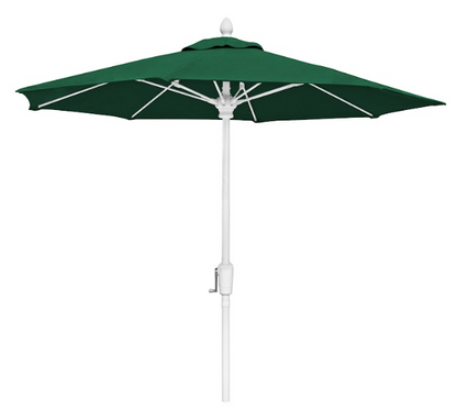 FiberBuilt Market Umbrella with Crank Lift, 7.5 Foot Black Marine Grade Canopy and White Pole - 7MCRW-8601
