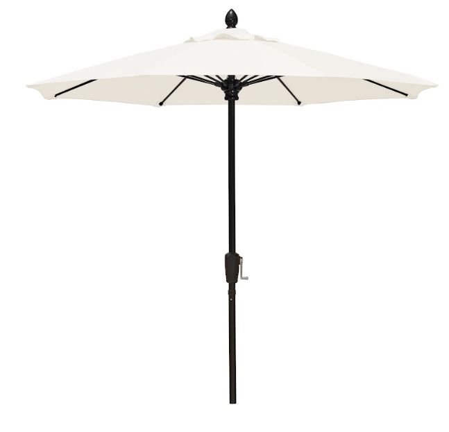 FiberBuilt Market Umbrella with Crank Lift, 7.5 Foot Antique Beige Marine Grade Canopy and Black Pole - 7MCRK-8600