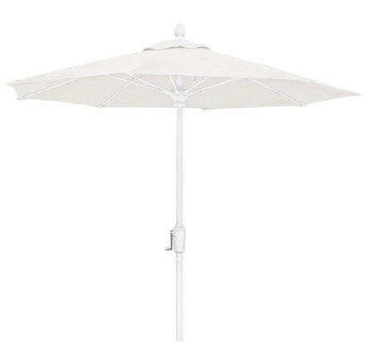 FiberBuilt Market Umbrella with Crank Lift, 7.5 Foot Black Marine Grade Canopy and White Pole - 7MCRW-8601