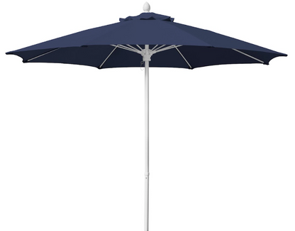 FiberBuilt Patio Umbrella with Push Up & Pin Lift, 7.5 Foot Navy Blue Canopy and White Pole - 7HPUW-Navy Blue