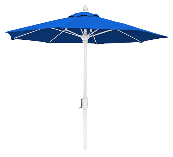 FiberBuilt Market Umbrella with Crank Lift, 7.5 Foot Black Marine Grade Canopy and White Pole - 7MCRW-8601