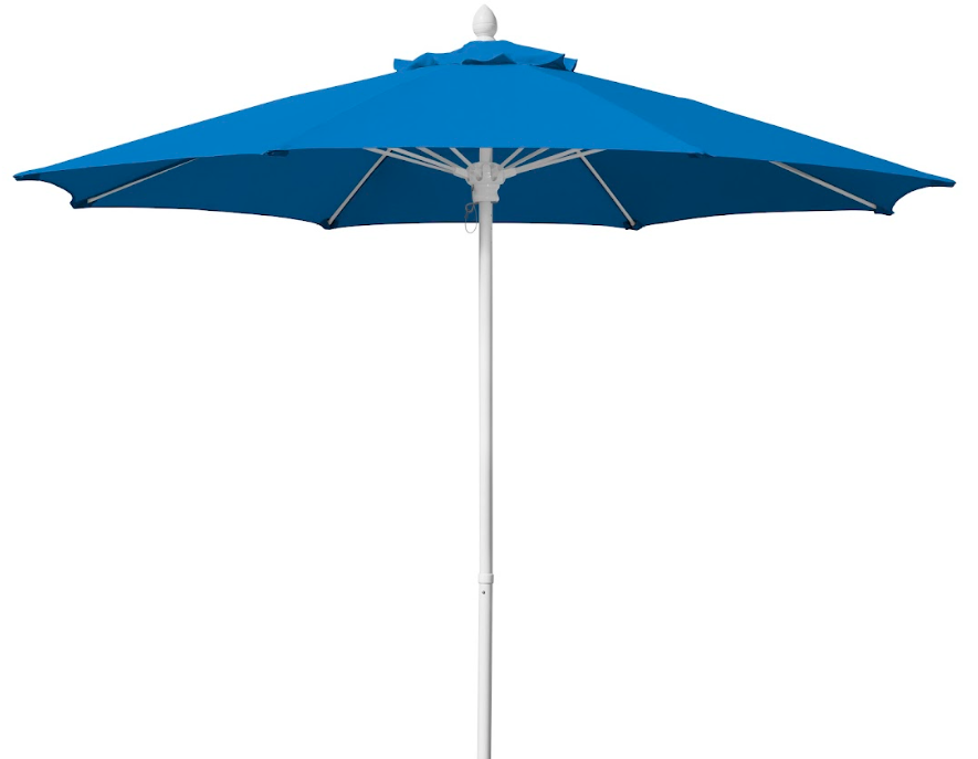 FiberBuilt Patio Umbrella with Push Up & Pin Lift, 7.5 Foot Navy Blue Canopy and White Pole - 7HPUW-Navy Blue