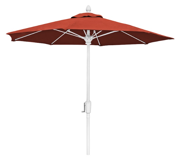 FiberBuilt Market Umbrella with Crank Lift, 7.5 Foot Black Marine Grade Canopy and White Pole - 7MCRW-8601