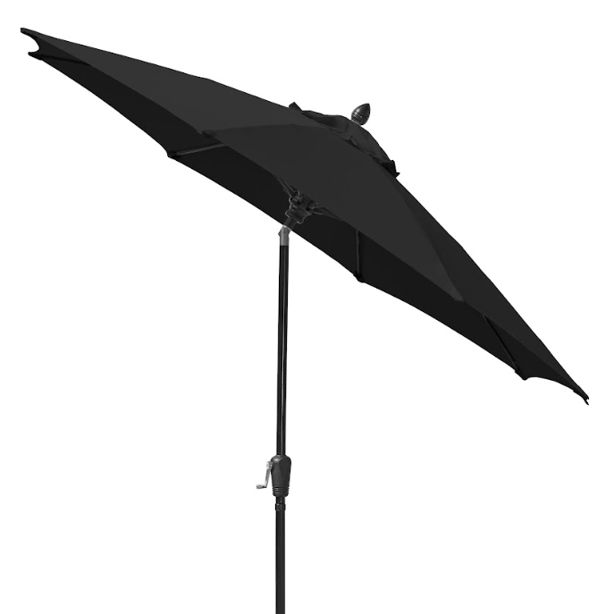FiberBuilt Patio Umbrella with Crank Lift & Push Button Tilt, 7.5 Foot Natural Canopy and Black Pole - 7HCRK-T-Natural