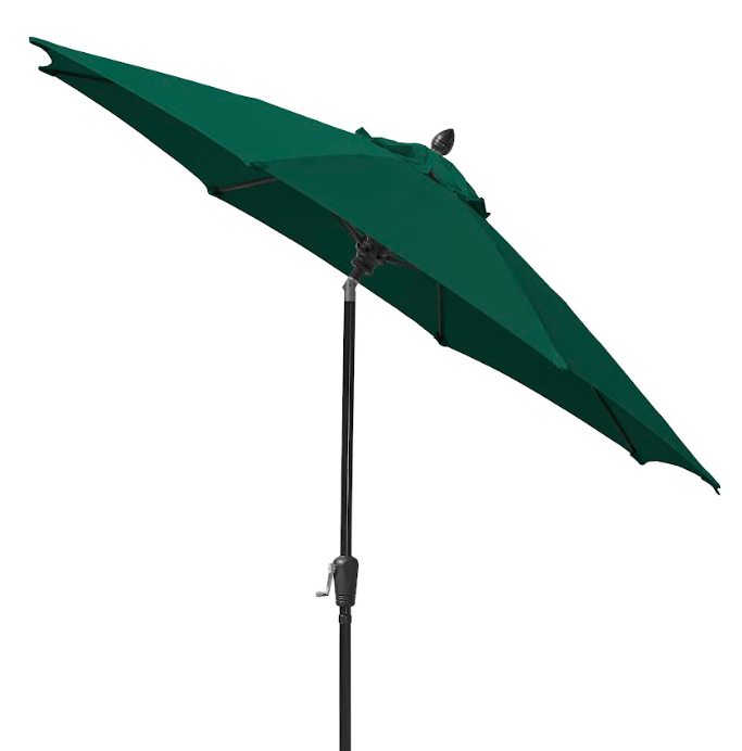 FiberBuilt Patio Umbrella with Crank Lift & Push Button Tilt, 7.5 Foot Natural Canopy and Black Pole - 7HCRK-T-Natural