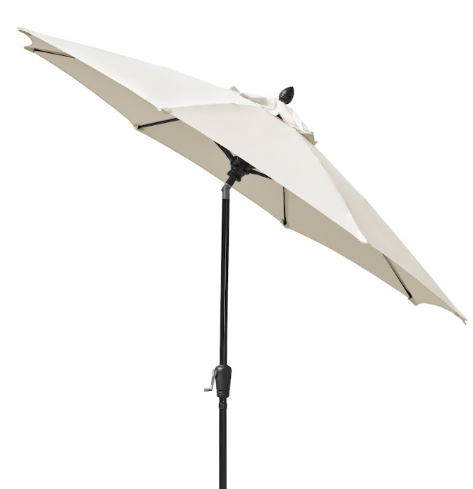 FiberBuilt Patio Umbrella with Crank Lift & Push Button Tilt, 7.5 Foot Natural Canopy and Black Pole - 7HCRK-T-Natural