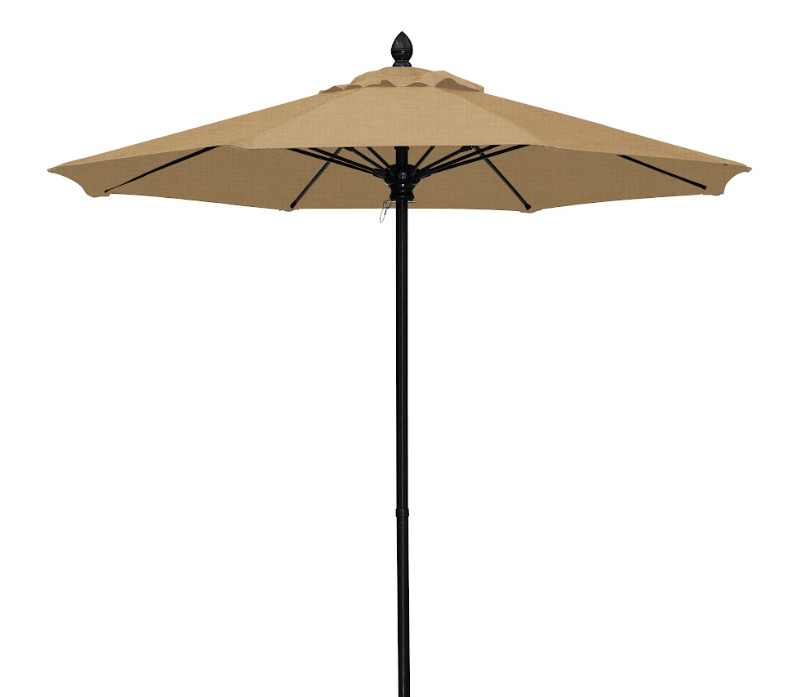 FiberBuilt Market Umbrella with Push Up & Pin Lift, 7.5 Foot Pacific Blue Marine Grade Canopy and Black Pole - 7MPUK-8602