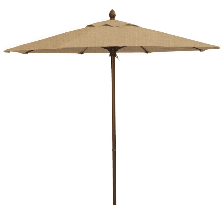 FiberBuilt Market Umbrella with Push Up & Pin Lift, 7.5 Foot Black Marine Grade Canopy and Champagne Bronze Pole - 7MPUCB-8601