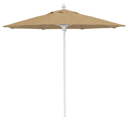 FiberBuilt Market Umbrella with Push Up & Pin Lift, 9 Foot Natural White Marine Grade Canopy and White Pole - 9MPUW-8605