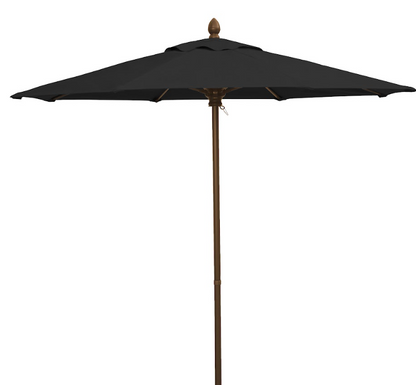FiberBuilt Market Umbrella with Push Up & Pin Lift, 7.5 Foot Black Marine Grade Canopy and Champagne Bronze Pole - 7MPUCB-8601