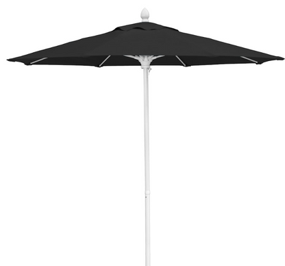 FiberBuilt Market Umbrella with Push Up & Pin Lift, 9 Foot Natural White Marine Grade Canopy and White Pole - 9MPUW-8605