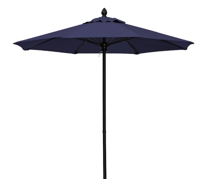 FiberBuilt Market Umbrella with Push Up & Pin Lift, 7.5 Foot Pacific Blue Marine Grade Canopy and Black Pole - 7MPUK-8602