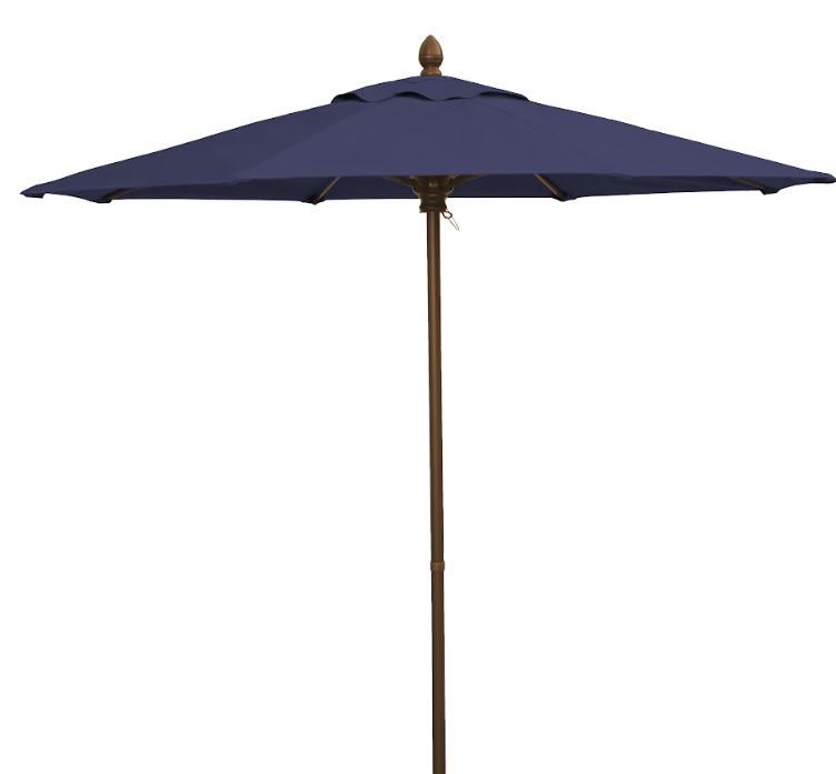 FiberBuilt Market Umbrella with Push Up & Pin Lift, 7.5 Foot Black Marine Grade Canopy and Champagne Bronze Pole - 7MPUCB-8601