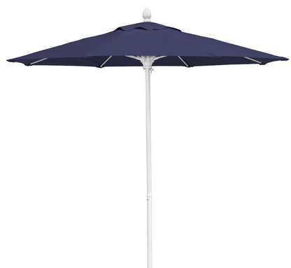 FiberBuilt Market Umbrella with Push Up & Pin Lift, 9 Foot Natural White Marine Grade Canopy and White Pole - 9MPUW-8605