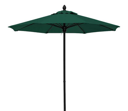 FiberBuilt Market Umbrella with Push Up & Pin Lift, 7.5 Foot Pacific Blue Marine Grade Canopy and Black Pole - 7MPUK-8602