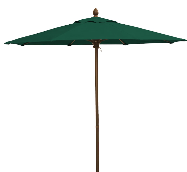 FiberBuilt Market Umbrella with Push Up & Pin Lift, 7.5 Foot Black Marine Grade Canopy and Champagne Bronze Pole - 7MPUCB-8601