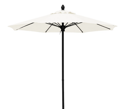FiberBuilt Market Umbrella with Push Up & Pin Lift, 7.5 Foot Pacific Blue Marine Grade Canopy and Black Pole - 7MPUK-8602
