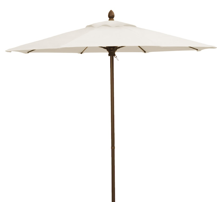 FiberBuilt Market Umbrella with Push Up & Pin Lift, 7.5 Foot Black Marine Grade Canopy and Champagne Bronze Pole - 7MPUCB-8601