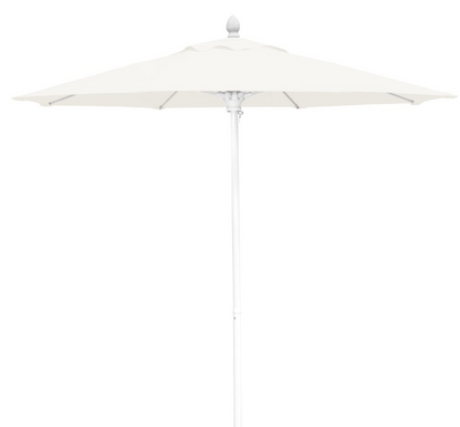 FiberBuilt Market Umbrella with Push Up & Pin Lift, 9 Foot Natural White Marine Grade Canopy and White Pole - 9MPUW-8605