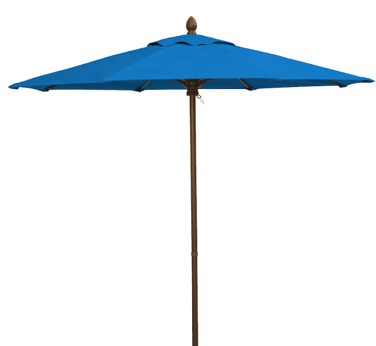 FiberBuilt Market Umbrella with Push Up & Pin Lift, 7.5 Foot Black Marine Grade Canopy and Champagne Bronze Pole - 7MPUCB-8601