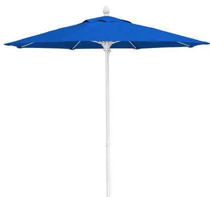 FiberBuilt Market Umbrella with Push Up & Pin Lift, 9 Foot Natural White Marine Grade Canopy and White Pole - 9MPUW-8605