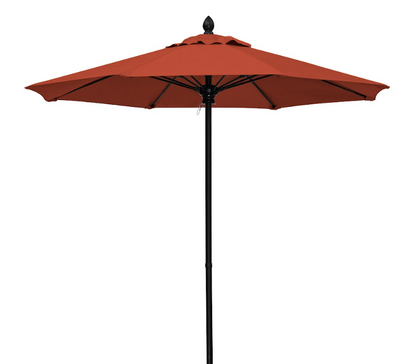 FiberBuilt Market Umbrella with Push Up & Pin Lift, 7.5 Foot Pacific Blue Marine Grade Canopy and Black Pole - 7MPUK-8602