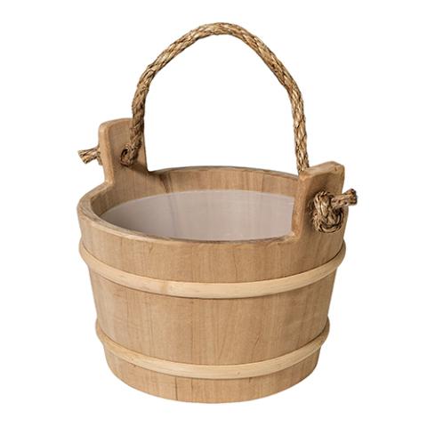 Prosaunas Wood Sauna Bucket with Rope Handle, 4-Liter