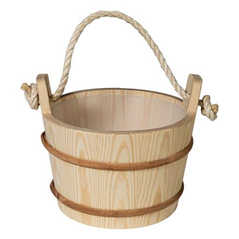 Prosaunas Wood Sauna Bucket with Rope Handle, 4-Liter
