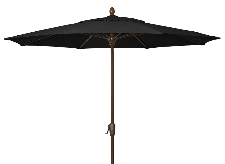 FiberBuilt Market Umbrella with Crank Lift, 9 Foot Captain Navy Marine Grade Canopy and Champagne Bronze Pole - 9MCRCB-8612
