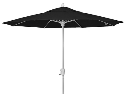 FiberBuilt Market Umbrella with Crank Lift, 9 Foot Terra Marine Grade Canopy and White Pole - 9MCRW-8634