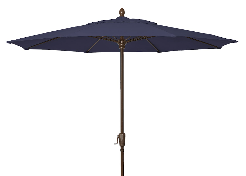 FiberBuilt Market Umbrella with Crank Lift, 9 Foot Captain Navy Marine Grade Canopy and Champagne Bronze Pole - 9MCRCB-8612