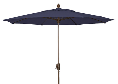 FiberBuilt Market Umbrella with Crank Lift, 9 Foot Captain Navy Marine Grade Canopy and Champagne Bronze Pole - 9MCRCB-8612