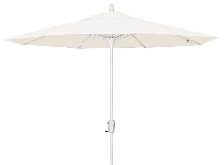 FiberBuilt Market Umbrella with Crank Lift, 9 Foot Terra Marine Grade Canopy and White Pole - 9MCRW-8634