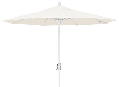 FiberBuilt Market Umbrella with Crank Lift, 9 Foot Terra Marine Grade Canopy and White Pole - 9MCRW-8634