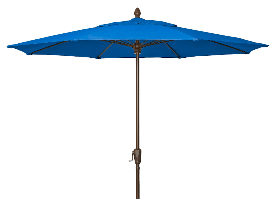 FiberBuilt Market Umbrella with Crank Lift, 9 Foot Captain Navy Marine Grade Canopy and Champagne Bronze Pole - 9MCRCB-8612