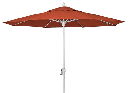 FiberBuilt Market Umbrella with Crank Lift, 9 Foot Terra Marine Grade Canopy and White Pole - 9MCRW-8634