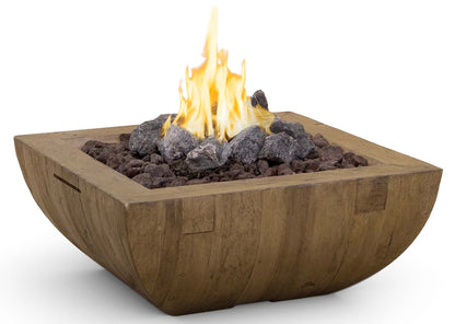 American Fyre Designs 36″ Bordeaux Square “French Barrel Oak” Fire Bowl, Propane – 430-FO-FO-M6PC
