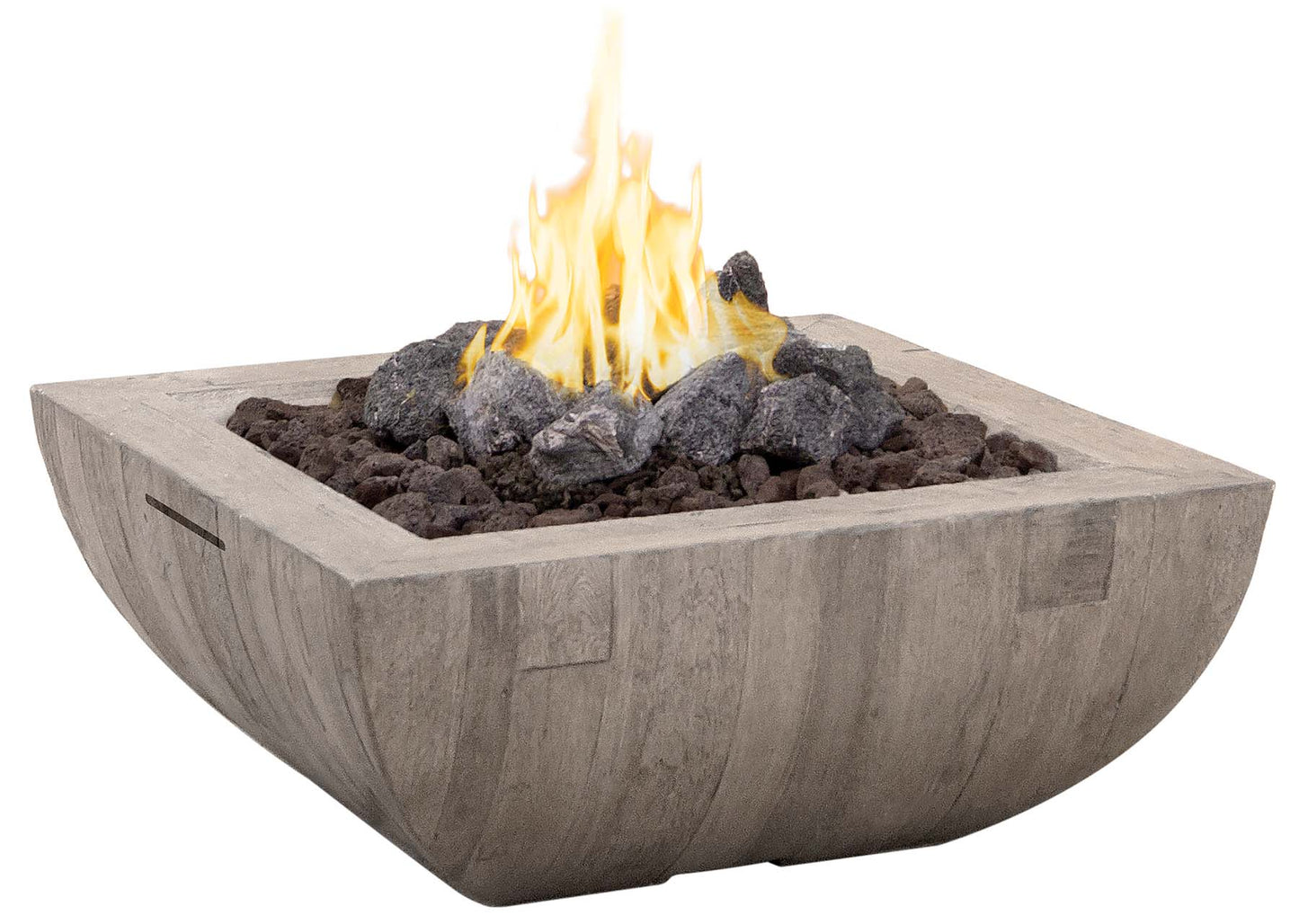 American Fyre Designs 36″ Bordeaux Square “Silver Pine” Fire Bowl, Natural Gas – 430-SP-SP-M6NC
