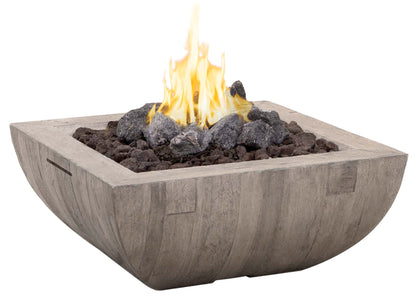 American Fyre Designs 36″ Bordeaux Square “Silver Pine” Fire Bowl, Natural Gas – 430-SP-SP-M6NC