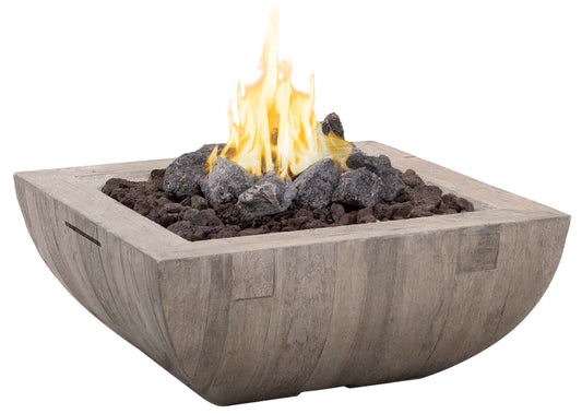 American Fyre Designs 36″ Bordeaux Square “Silver Pine” Fire Bowl, Natural Gas – 430-SP-SP-M6NC