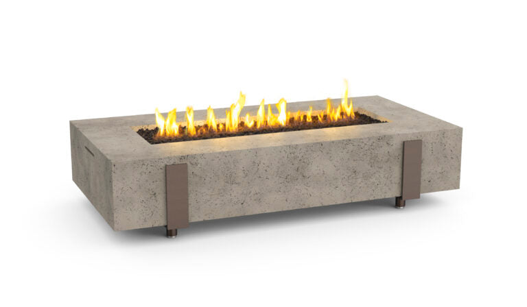 American Fyre Designs Long Iron Saddle Natural Gas-Fueled Firetable in Dark Basalt w/ Manual Flame Sensing Control - 588-DB-11-M8NC
