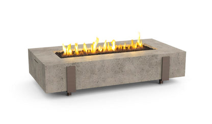 American Fyre Designs Long Iron Saddle Natural Gas-Fueled Firetable in Dark Basalt w/ Manual Flame Sensing Control - 588-DB-11-M8NC
